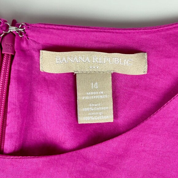 Banana Republic Top Women 14 Sleeveless Pink Pom Pom Lace Trim Cotton Blouse - Picture 12 of 14